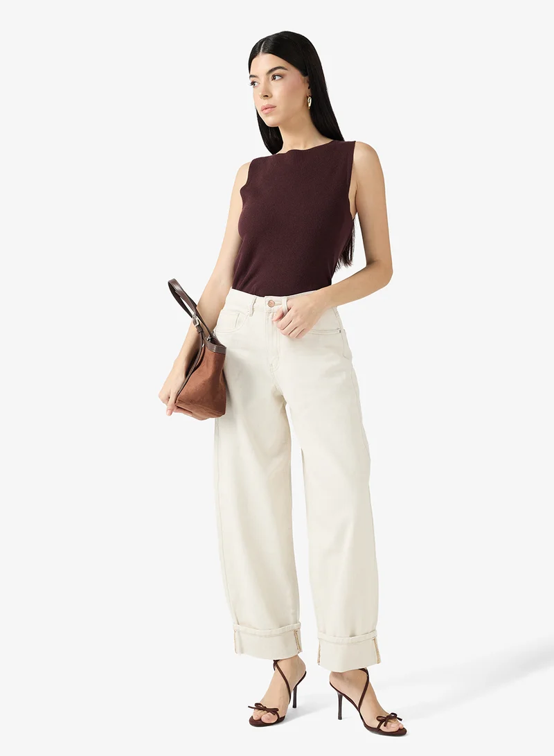 VERO MODA Vmzelda Barrel Fold Up Jeans